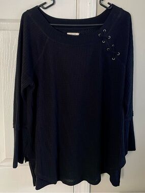 Maurices Black Lace-Up Long Sleeve Top